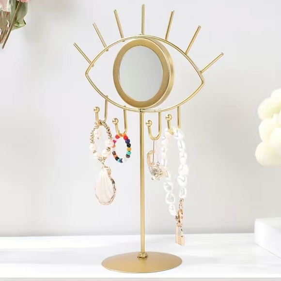 PRICE SLASH! Gold Evil Eye Mirrored Jewelry Stand Display Organizer Statue Boho - Picture 5 of 9